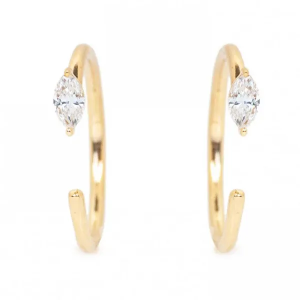 14KY Marquise Diamond Open Huggie Earrings Image 2 Erica DelGardo Jewelry Designs Houston, TX