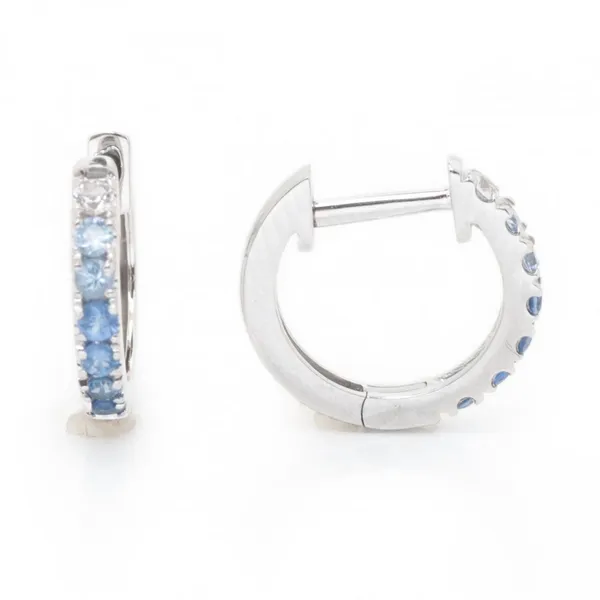 14KW Blue Sapphire Ombre Huggies Image 2 Erica DelGardo Jewelry Designs Houston, TX
