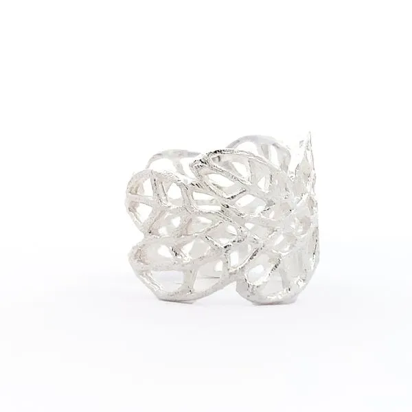Sterling Silver Open Leaf Band Image 4 Erica DelGardo Jewelry Designs Houston, TX