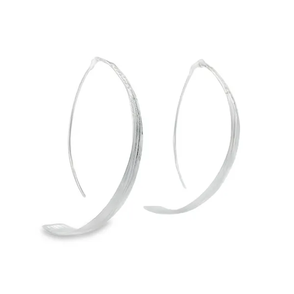 Sterling Silver Bark Textured half Hoop Earrings Image 2 Erica DelGardo Jewelry Designs Houston, TX