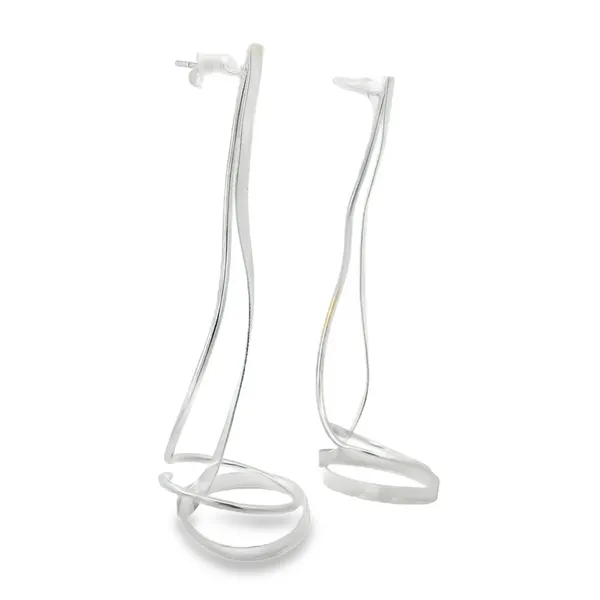 Sterling Silver Organic Flowing Ribbon Earrings Image 2 Erica DelGardo Jewelry Designs Houston, TX