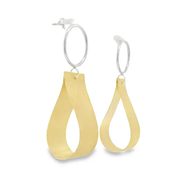 Gold Plated Sterling Silver Large Teardrop & Circle Earrings Image 2 Erica DelGardo Jewelry Designs Houston, TX