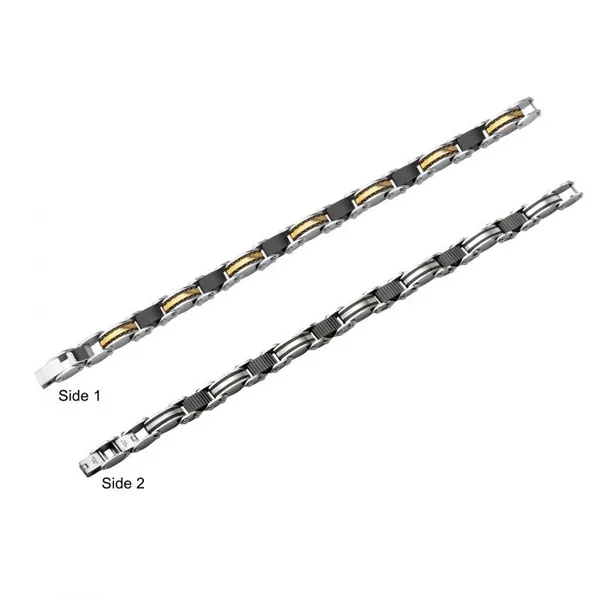 Double Sided Steel, Black and Gold Plated Bracelet Image 2 Erica DelGardo Jewelry Designs Houston, TX