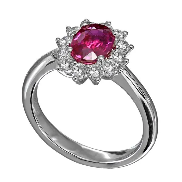 18Kt White Gold Ruby and Diamond Ring Erickson Jewelers Iron Mountain, MI