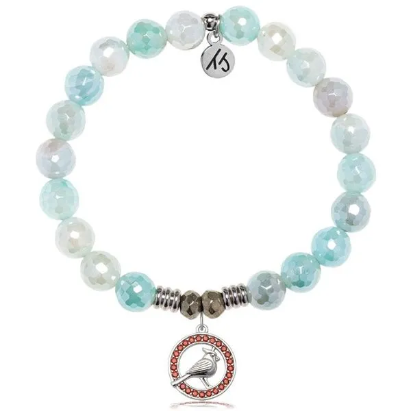 Aqua Agate- Cardinal Garnet CZ T. Jazelle Bracelet Erickson Jewelers Iron Mountain, MI