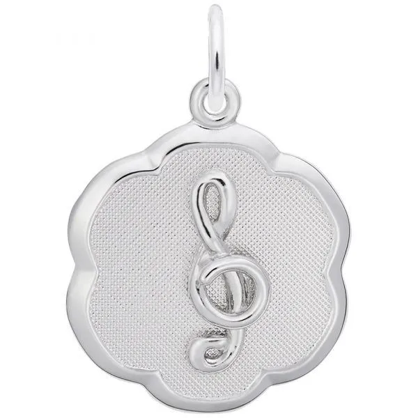 Sterling Silver Treble Clef in Scalloped Circle Charm Erickson Jewelers Iron Mountain, MI