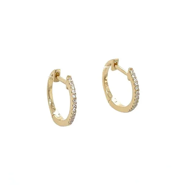 14KY Gold 12 mm Huggie Hoop Earrings with Diamonds Image 3 Franzetti Jewelers Austin, TX