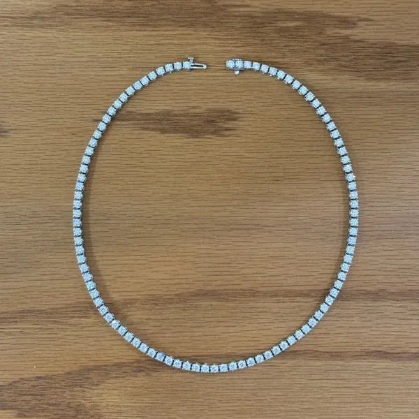 14KW Gold Natural Diamond Tennis Necklace 13.8 CTW - 16
