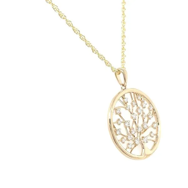 14KY Gold Necklace with Tree of Diamonds Pendant 18