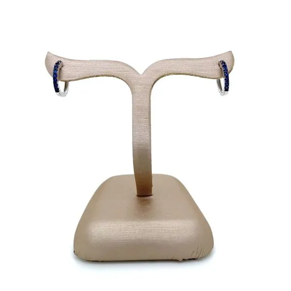 14K White Gold Blue Saphire Huggie Hoop Earrings Image 4 Franzetti Jewelers Austin, TX