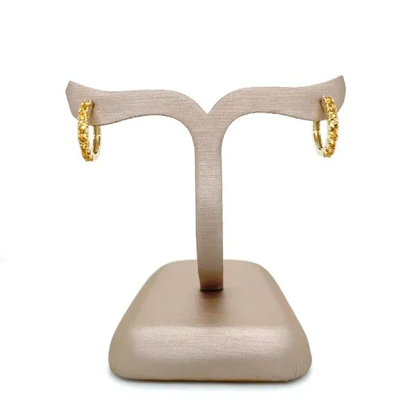 14KY Gold Citrine 14 mm Huggie Hoop Earrings Image 5 Franzetti Jewelers Austin, TX