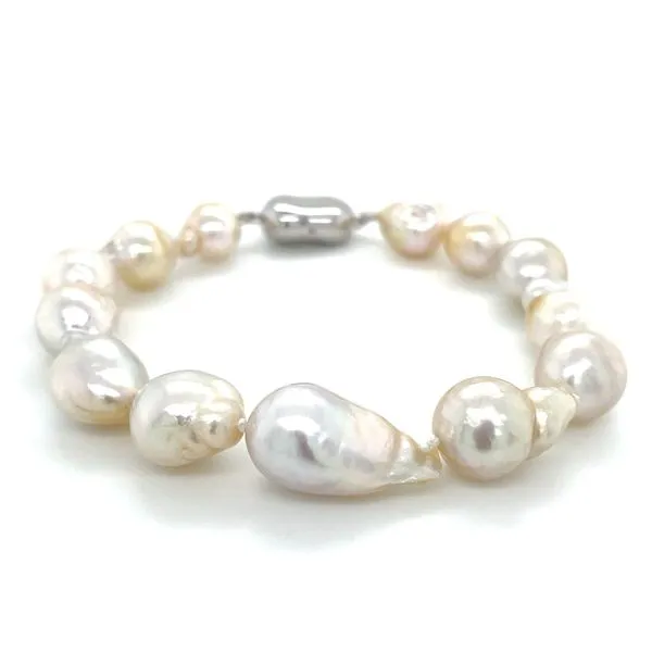 Baroque Shaped South Sea Pearl Bracelet with Silver Clasp 8