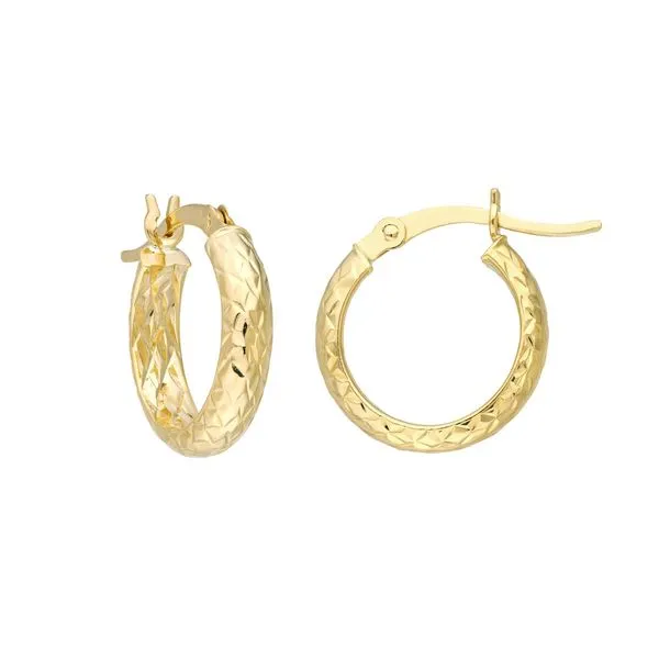 14KY Gold 15 MM Diamond Cut Hoop Earrings Franzetti Jewelers Austin, TX