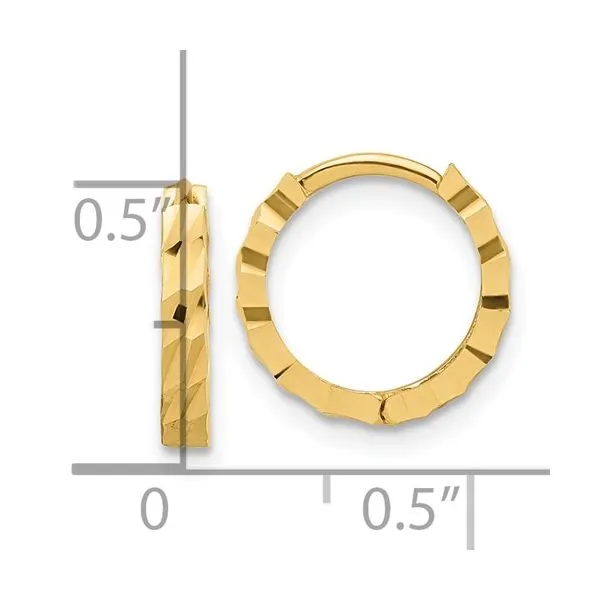 14KY Gold Diamond Cut 12.5 MM Huggie Hoops Image 5 Franzetti Jewelers Austin, TX