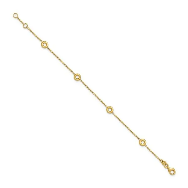 14KY Gold 4 Circle Station Bracelet - 7