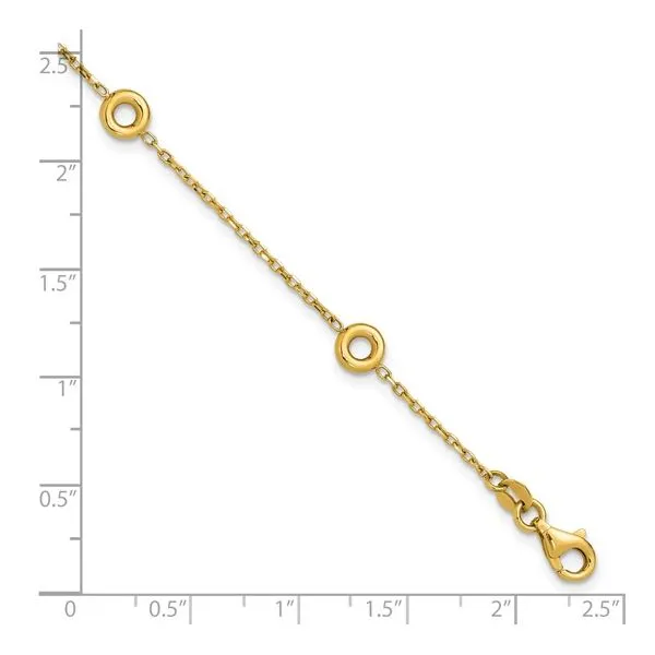 14KY Gold 4 Circle Station Bracelet - 7