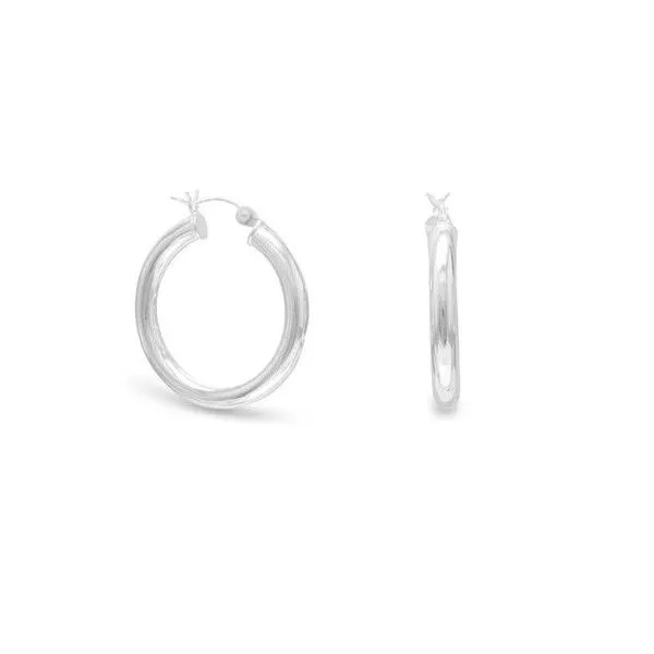 SS 4 MM x 30 MM Round Tube Polished Hoops Franzetti Jewelers Austin, TX