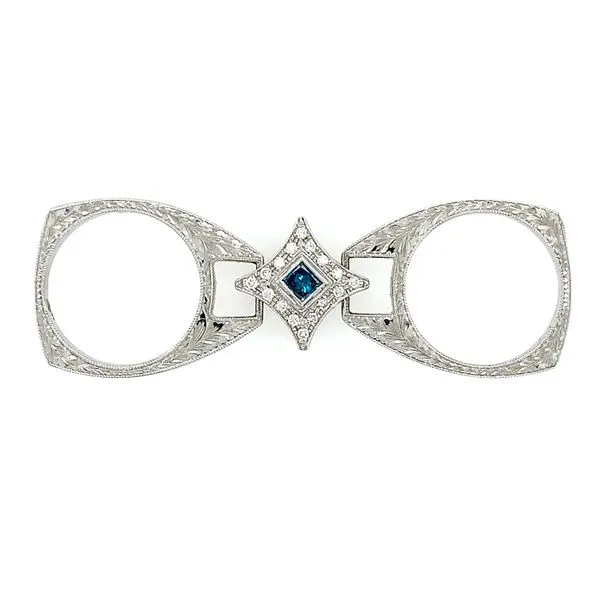 14K White Gold Blue Diamond & Diamond Flip-Over Ring Image 3 Franzetti Jewelers Austin, TX