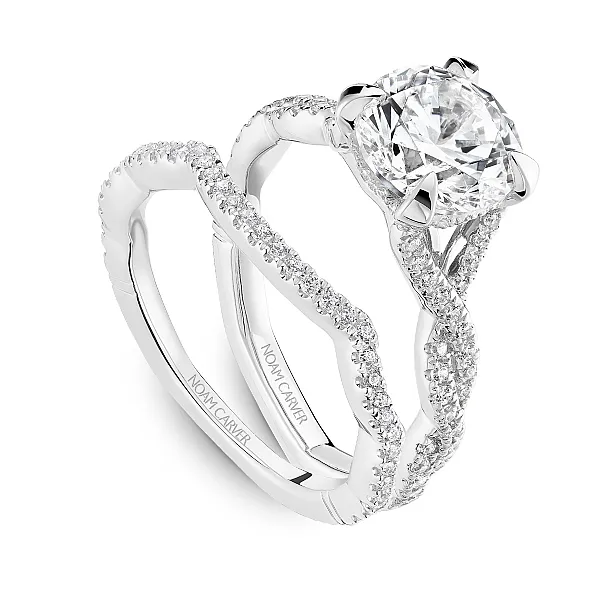 White Gold Twist Diamond Engagement Ring Image 3 Frontenac Jewellers Kingston, ON