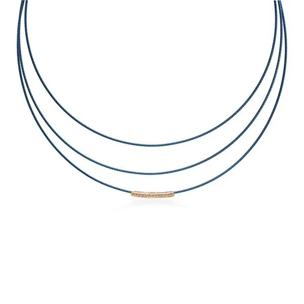 ALOR Blueberry Cable Illusion Necklace with 18kt Rose Gold & Diamonds George Press Jewelers Livingston, NJ