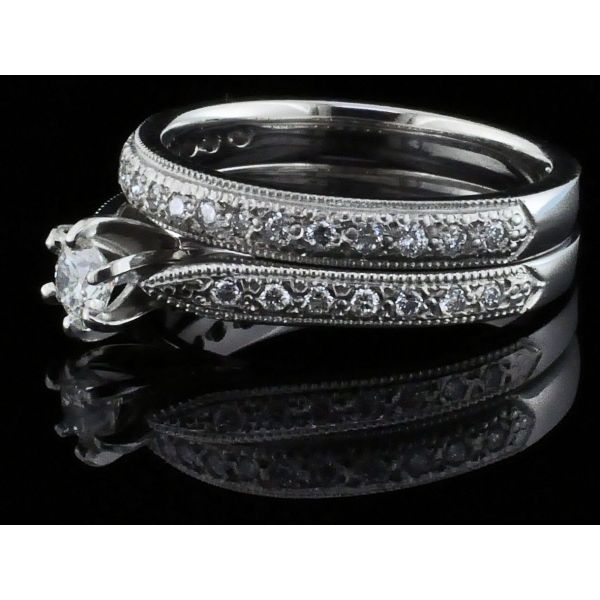 Palladium and Diamond Wedding Set Image 2 Geralds Jewelry Oak Harbor, WA