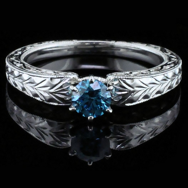 Hearts and Arrows Cut Blue Diamond Wedding Set Image 4 Geralds Jewelry Oak Harbor, WA
