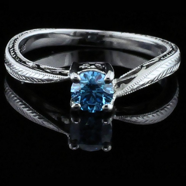 Hearts and Arrows Cut Blue Diamond Wedding Set Image 4 Geralds Jewelry Oak Harbor, WA