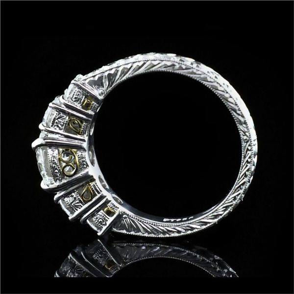 Platinum and 18K Hand Carved 5-Stone Ring Image 3 Geralds Jewelry Oak Harbor, WA