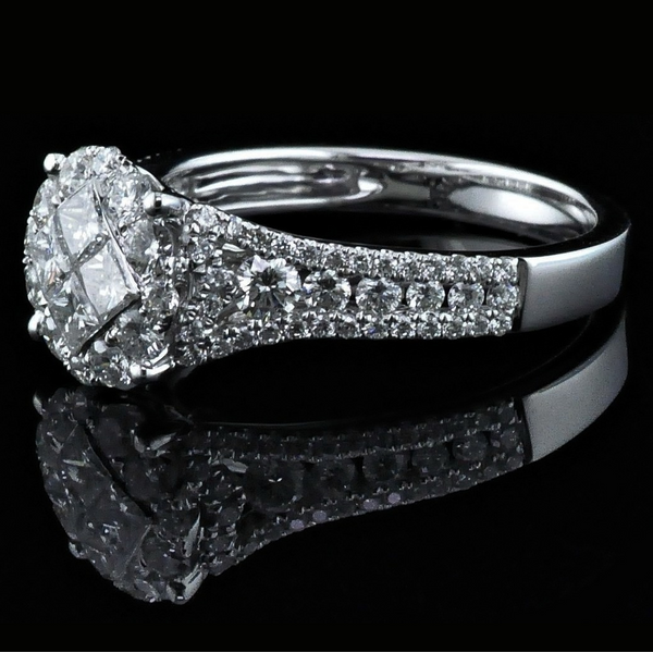 18K White Gold and Diamond Cluster Engagement Ring Image 2 Geralds Jewelry Oak Harbor, WA