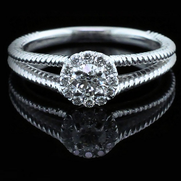 Gabriel & Co. Split Shank Diamond Halo Wedding Set Image 4 Geralds Jewelry Oak Harbor, WA