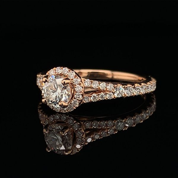 18K Rose Gold And Diamond Halo Engagement Ring Image 2 Geralds Jewelry Oak Harbor, WA