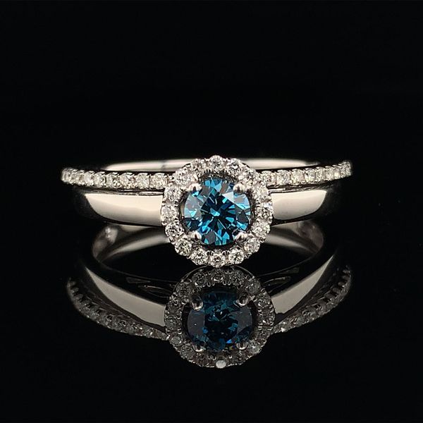 Hearts & Arrows Blue Diamond Wedding Set Image 2 Geralds Jewelry Oak Harbor, WA