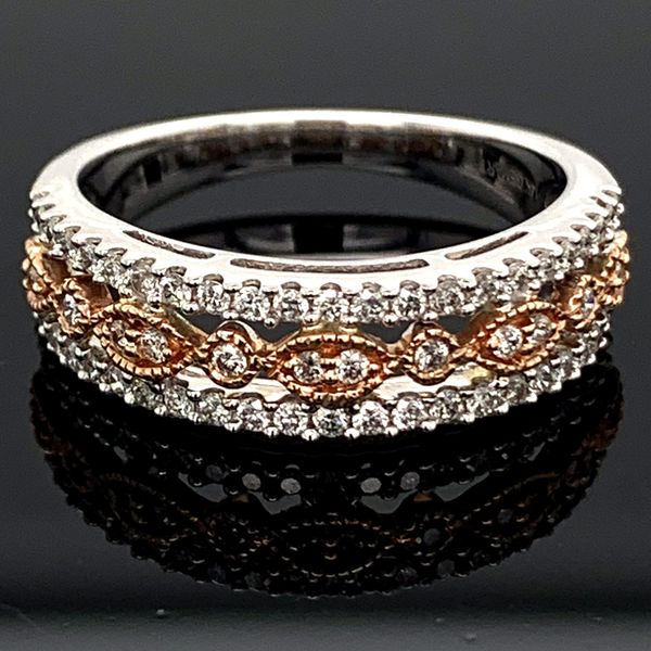 Ladies White and Rose Gold Diamond Fashion Ring Geralds Jewelry Oak Harbor, WA