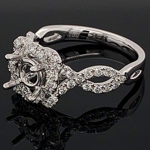 18K White Gold and Diamond Semi Mount Engagement Ring Image 2 Geralds Jewelry Oak Harbor, WA