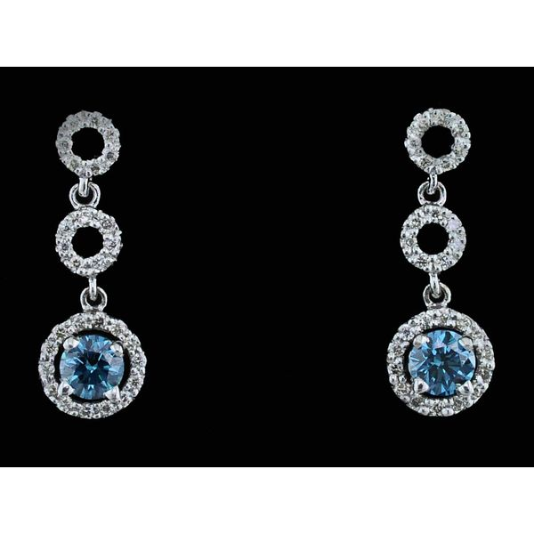Hearts & Arrows Cut Blue Diamond Earrings Geralds Jewelry Oak Harbor, WA