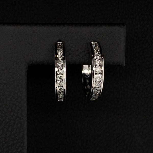 .50ct Total Weight Diamond Hoop Earrings Image 2 Geralds Jewelry Oak Harbor, WA