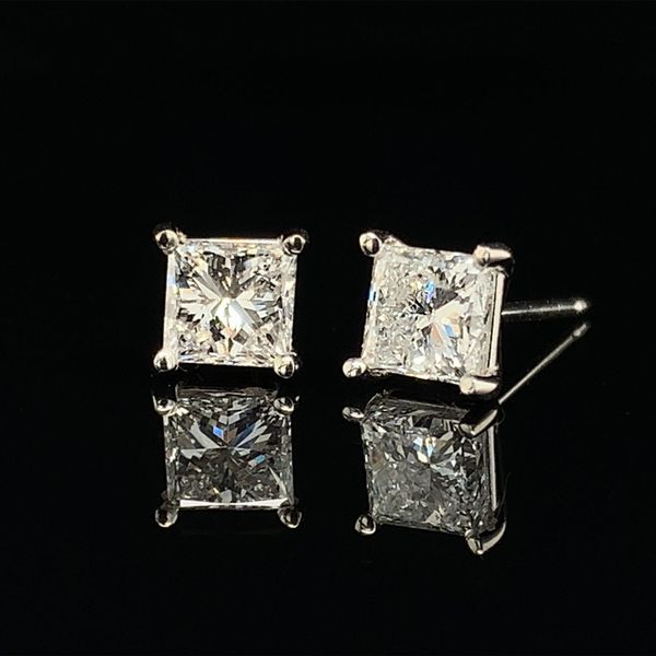 Princess Cut Stud Earrings, .95Ct Total Weight Image 2 Geralds Jewelry Oak Harbor, WA