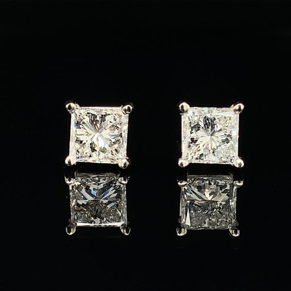 Princess Cut Stud Earrings, .95Ct Total Weight Geralds Jewelry Oak Harbor, WA