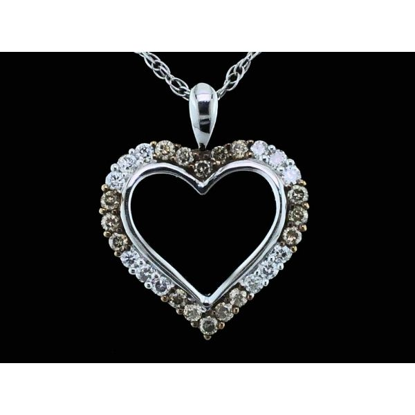 Champagne and White Diamond Heart Pendant Geralds Jewelry Oak Harbor, WA