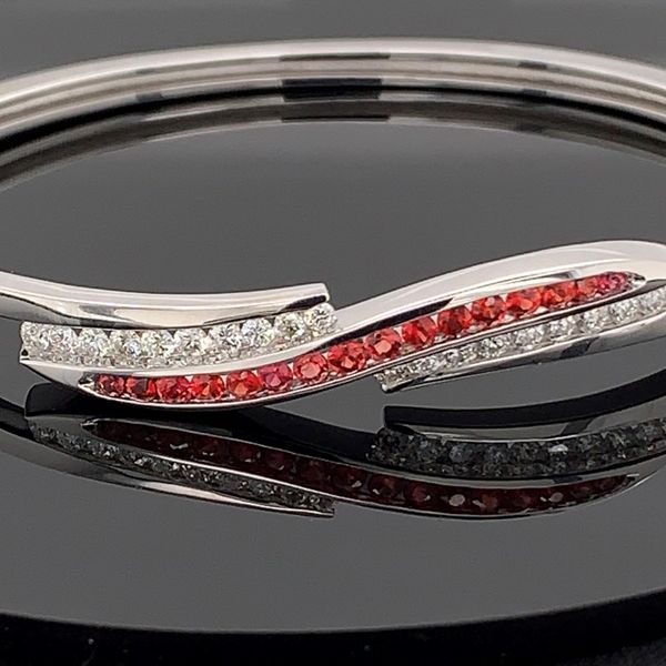 Fire Ruby and Diamond Bangle Bracelet Image 2 Geralds Jewelry Oak Harbor, WA