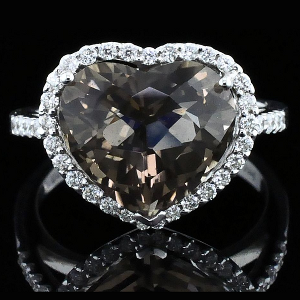 Alisa Unger Designs Heart Shape Smokey Quartz and Diamond Ring Geralds Jewelry Oak Harbor, WA