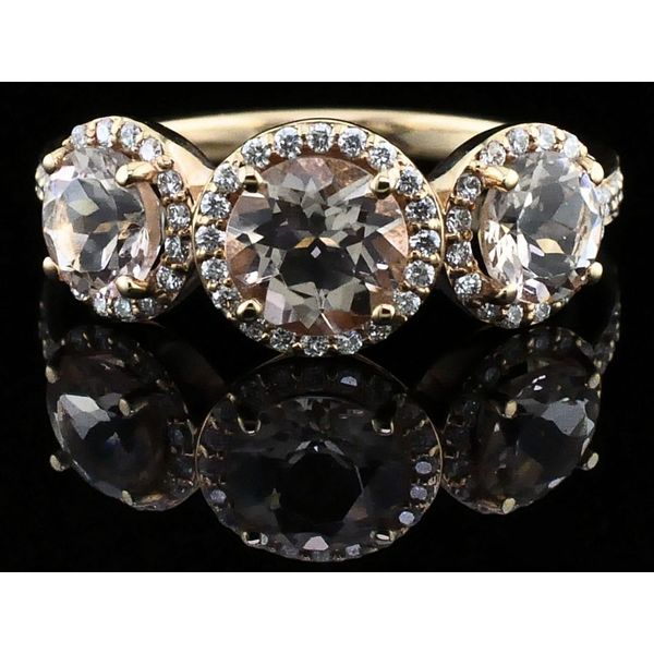 Ladies  Makur Morganite and Diamond Three Stone Ring Geralds Jewelry Oak Harbor, WA