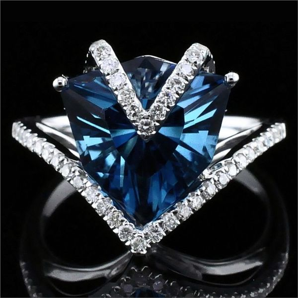 Ladies London Blue Topaz and Diamond Fashion Ring Geralds Jewelry Oak Harbor, WA