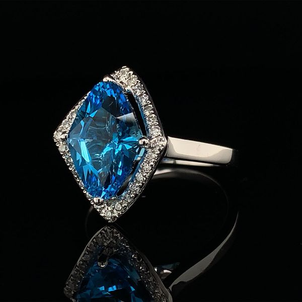 Ladies Swiss Blue Topaz and Diamond Fashion Ring Image 2 Geralds Jewelry Oak Harbor, WA
