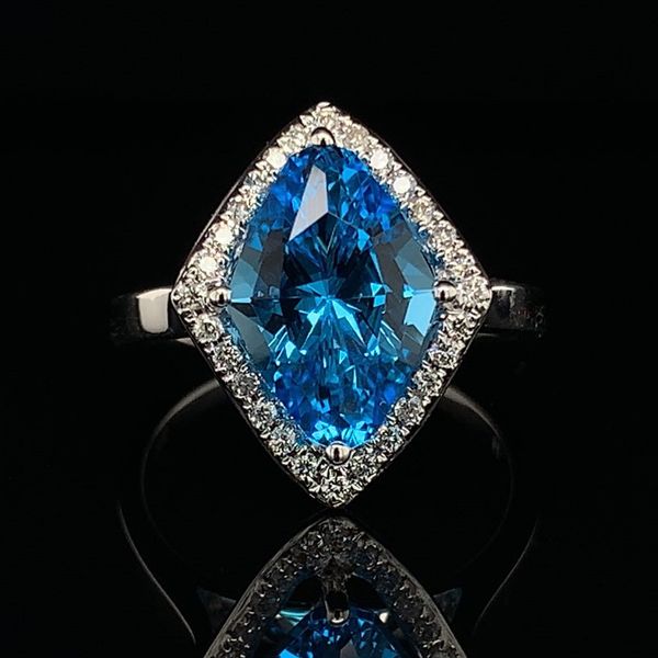 Ladies Swiss Blue Topaz and Diamond Fashion Ring Geralds Jewelry Oak Harbor, WA