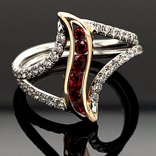 Ladies DeLeo Fire Ruby and Diamond Fashion Ring Geralds Jewelry Oak Harbor, WA