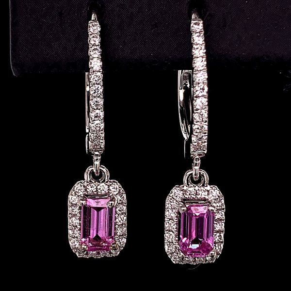 Ladies Pink Sapphire and Diamond Earrings Geralds Jewelry Oak Harbor, WA