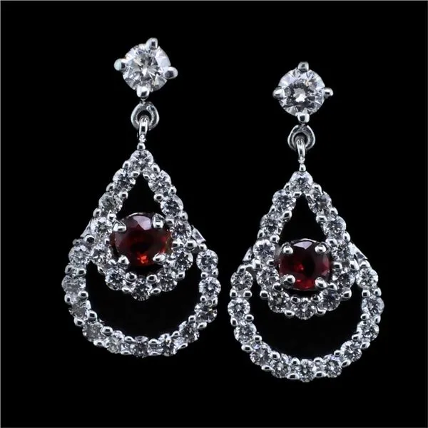 18K White Gold Fire Ruby And Diamond Earrings Geralds Jewelry Oak Harbor, WA