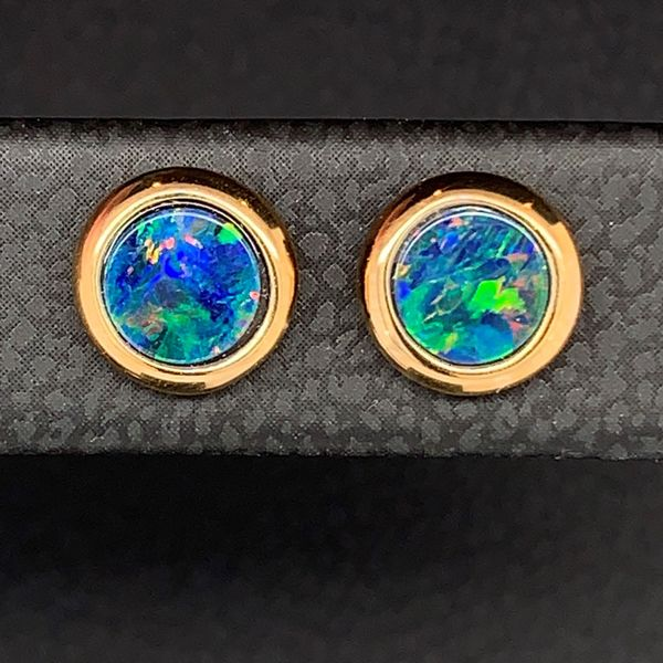 Australian Opal Doublet Earrings Image 2 Geralds Jewelry Oak Harbor, WA