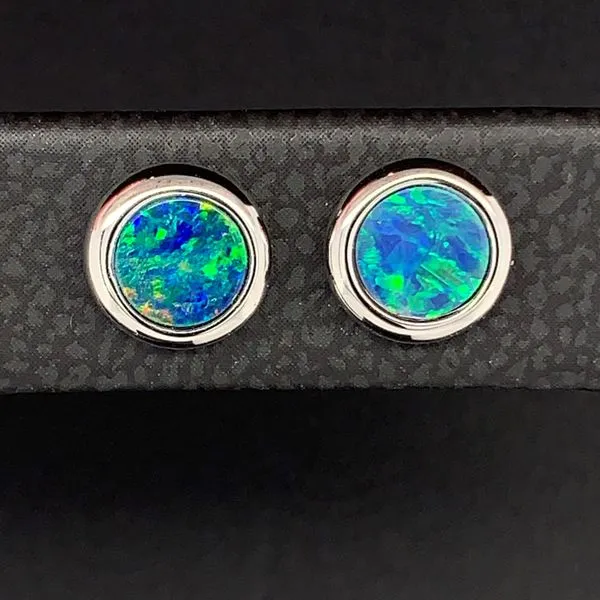 Australian Opal Doublet Earrings Image 2 Geralds Jewelry Oak Harbor, WA